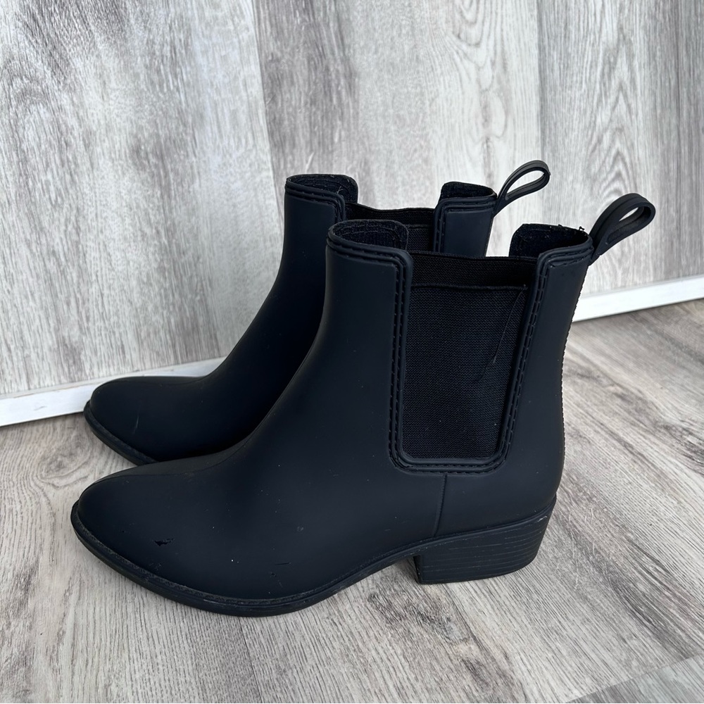 Jeffrey Campbell Cloudy Waterproof Chelsea Rain Boot Womens 8 Black Havana